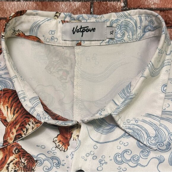 Vatpave White Tiger Print Shirt size XL - Picture 5 of 9